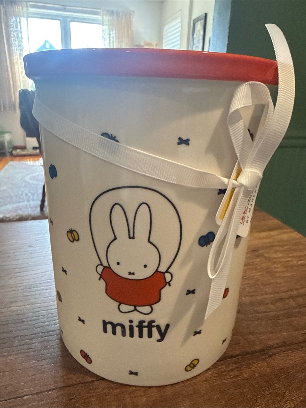 MIFFY KITCHEN Canister in White with ORANGE RIM